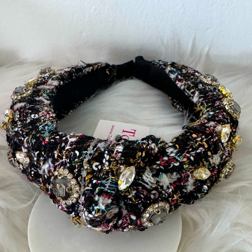 Top It Off Plaid Rhinestones Embellished Headband
